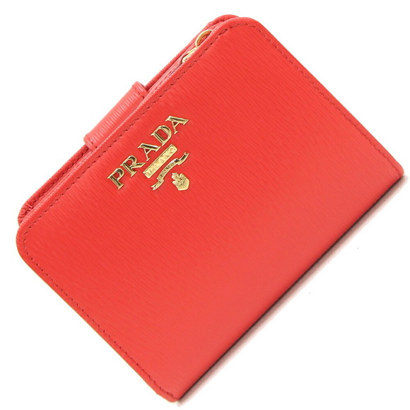 Prada Wallet Leather Zipper Red - Picture 1 of 7